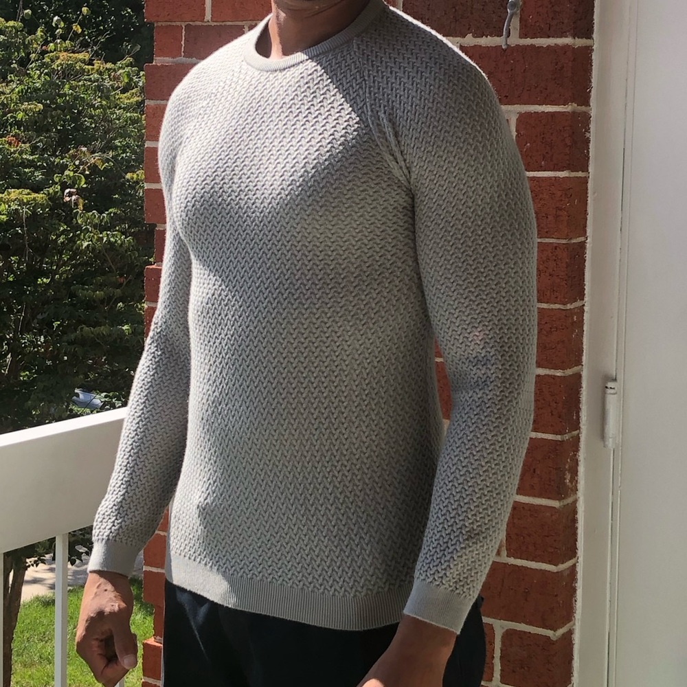 ASOS Gray Crewneck Sweater with Textured Knit - Muscle fit —#043 - Picture 7 of 14